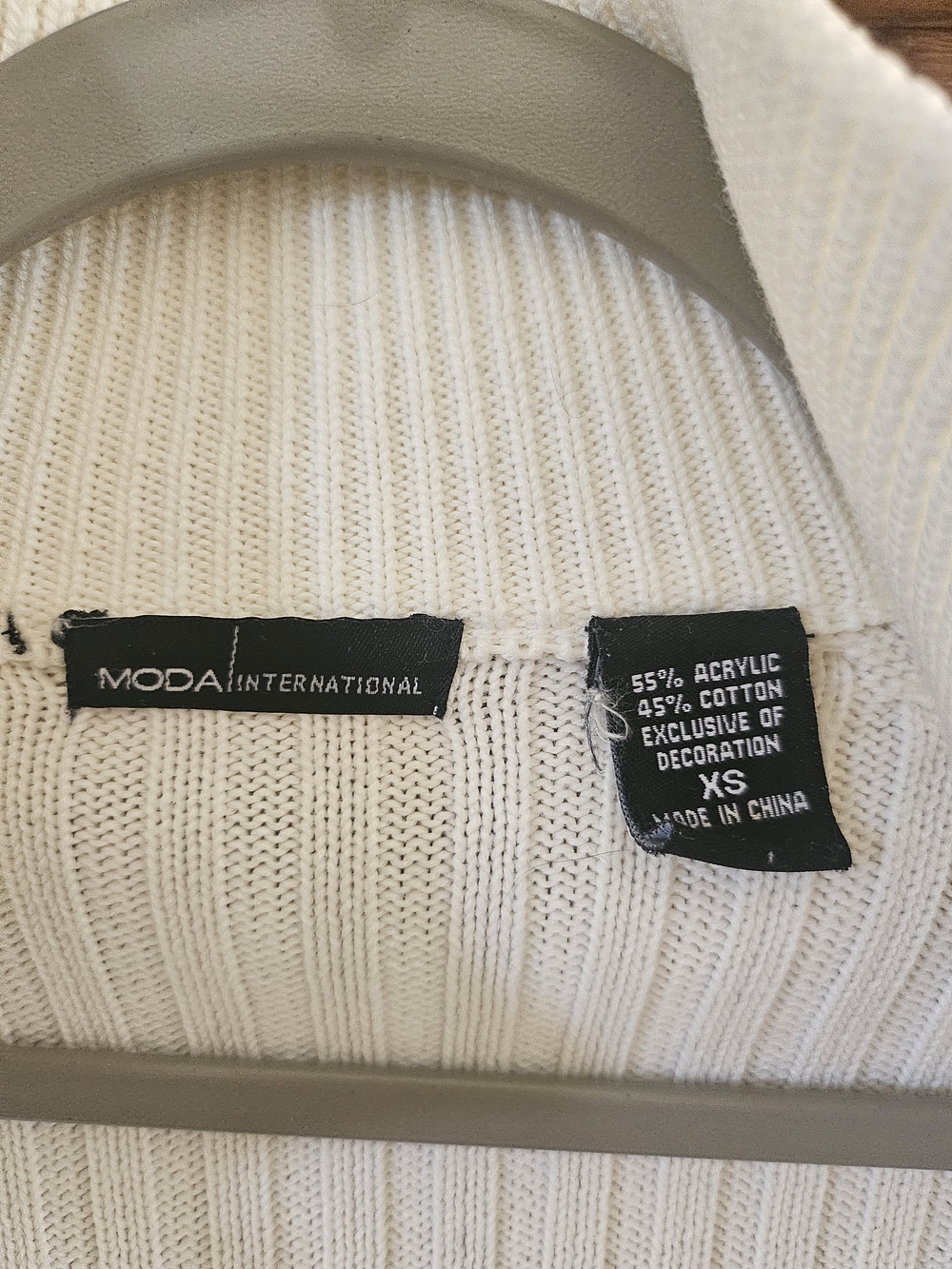 Moda International Off-White Ribbed Snap Button Cardigan - XS - Picture 7 of 8